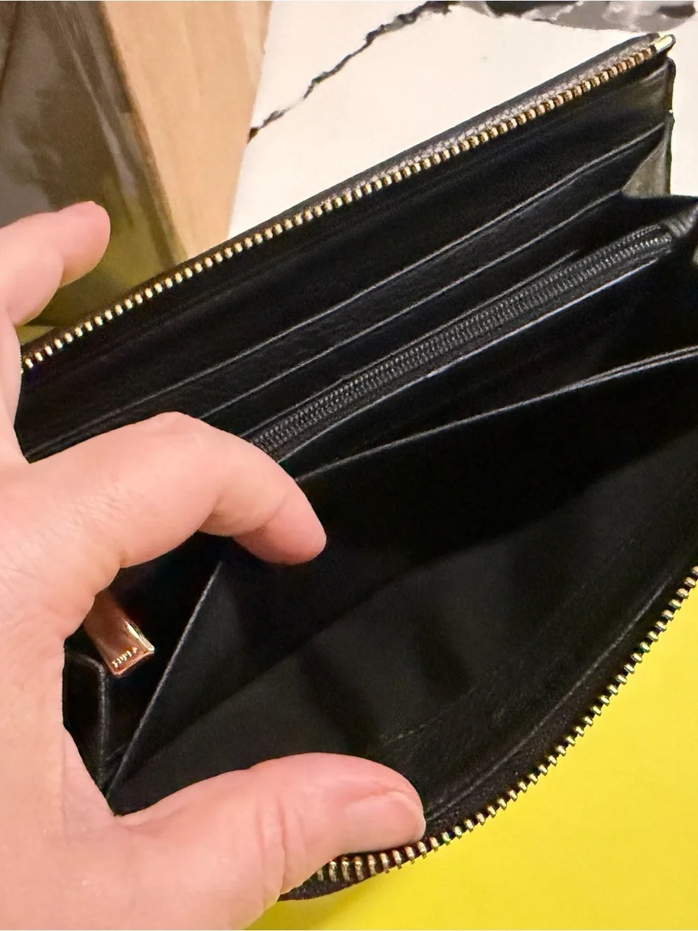 Furla Black Pebbled Leather Wallet with Gold Logo